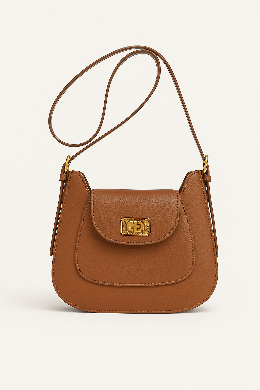 Halbmond-Umhängetasche aus Kunstleder mit goldener Schnallenverschluß