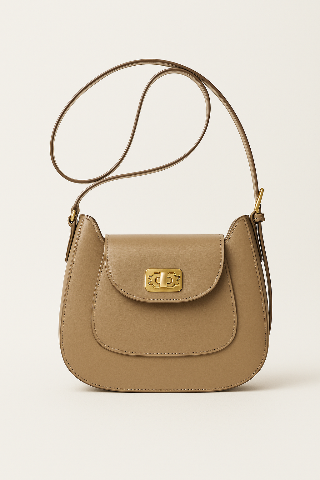 Halbmond-Umhängetasche aus Kunstleder mit goldener Schnallenverschluß