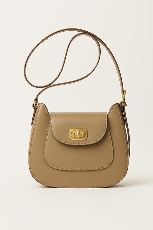 Halbmond-Umhängetasche aus Kunstleder mit goldener Schnallenverschluß