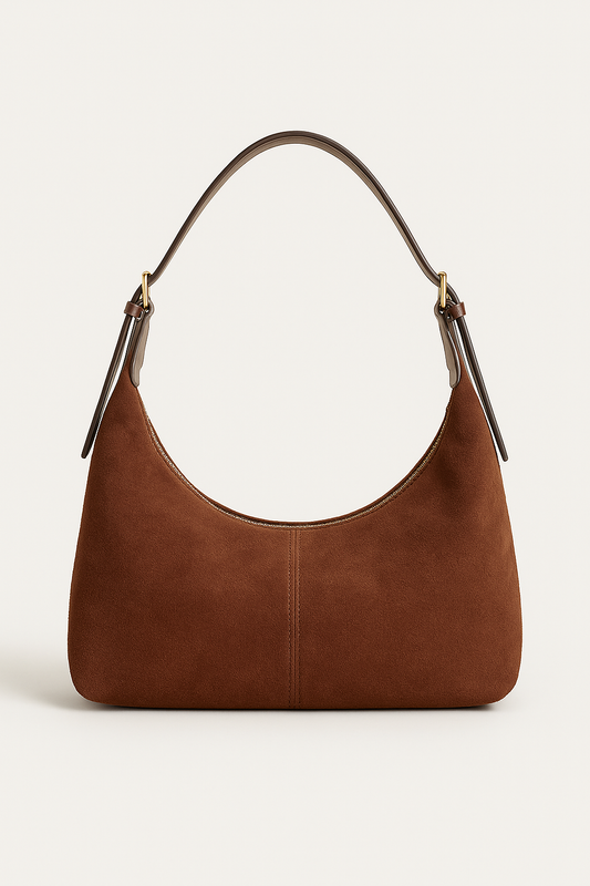 Halbmond-Schultertasche aus Wildlederoptik – Minimalistische Eleganz