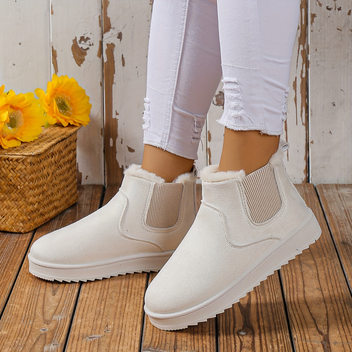 Slip-On Stiefeletten mit dicker Sohle – Lässiger, minimalistischer Stil