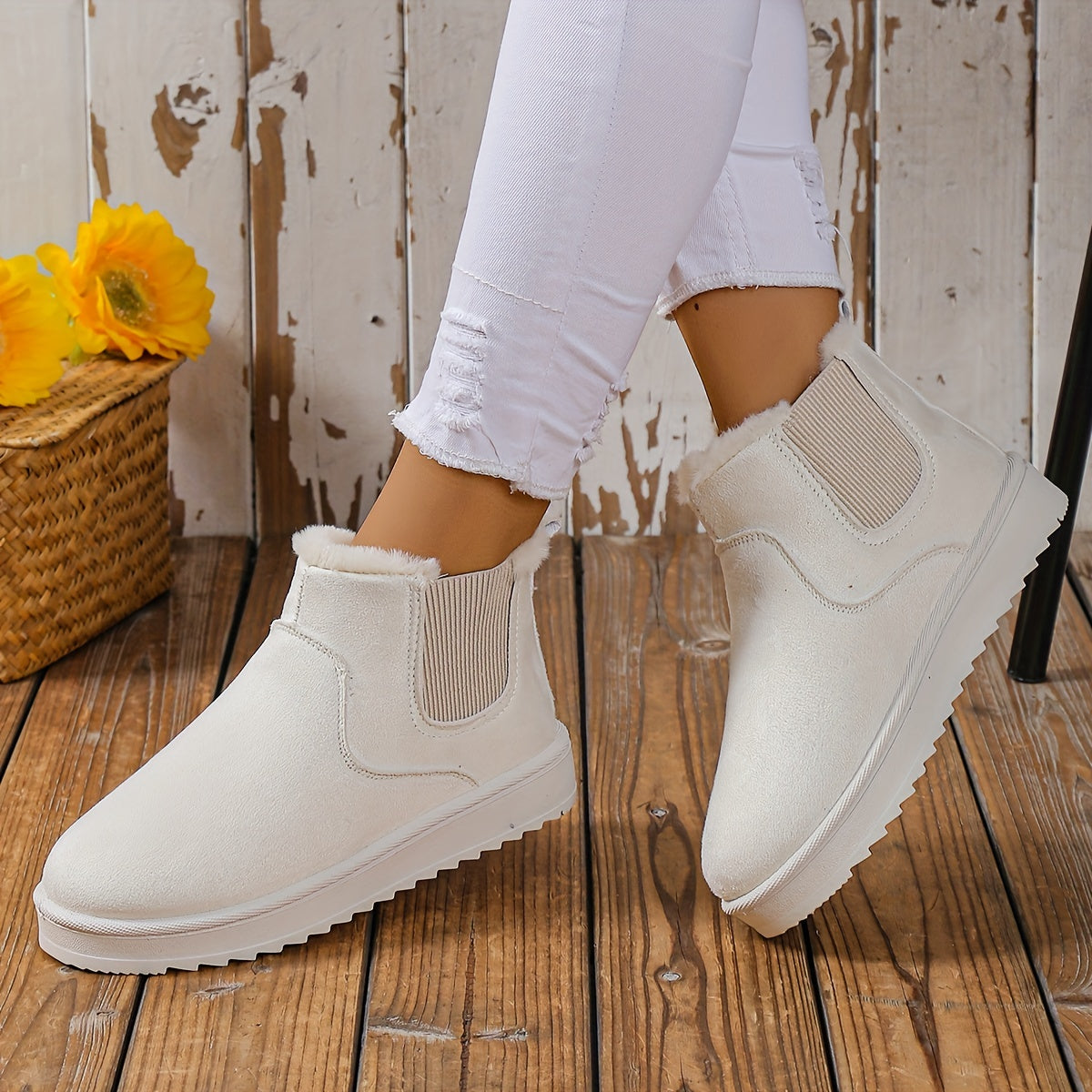 Slip-On Stiefeletten mit dicker Sohle – Lässiger, minimalistischer Stil