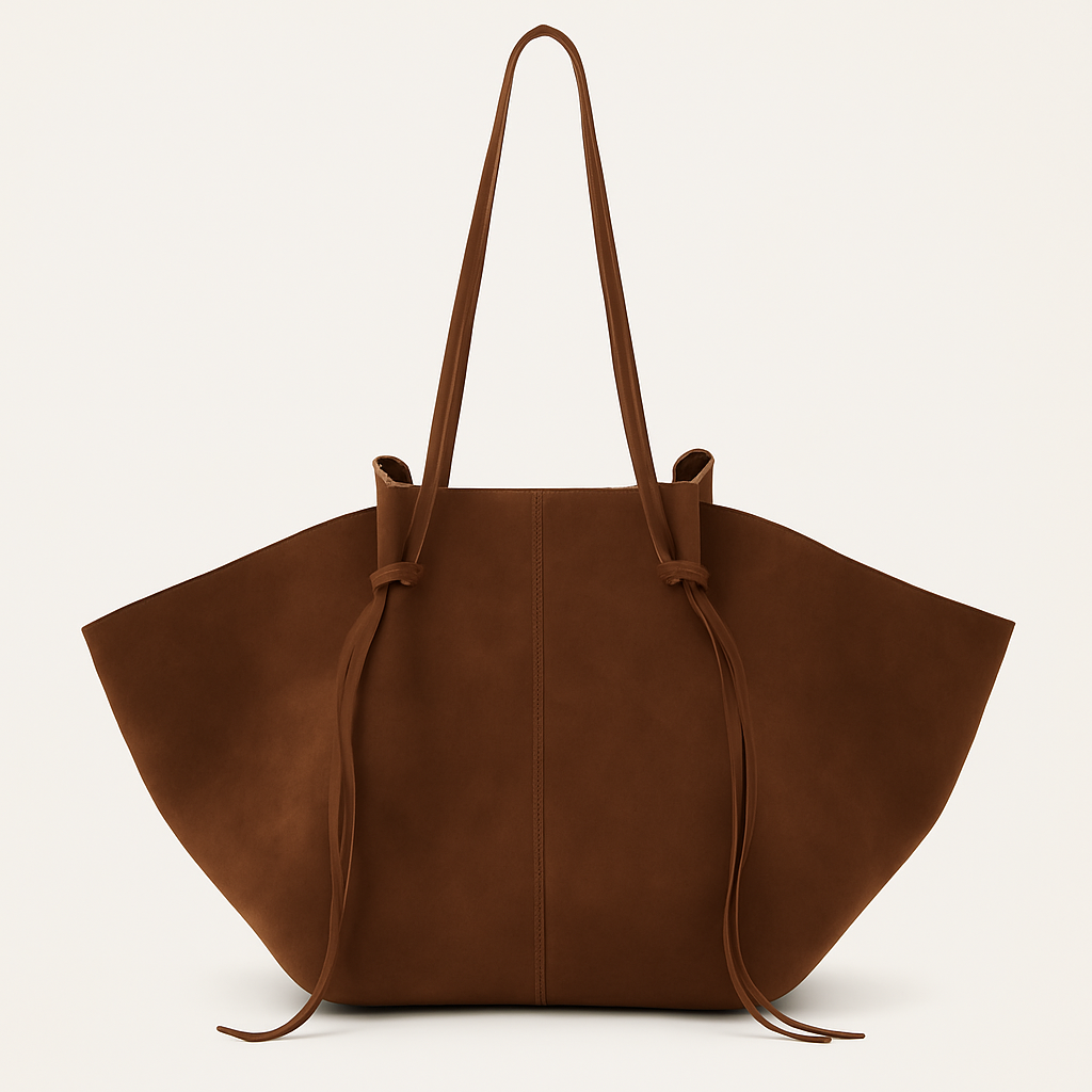 Damen Schultertasche Ailes – Weiches Wildlederimitat mit Kordelzug und Knoten-Design