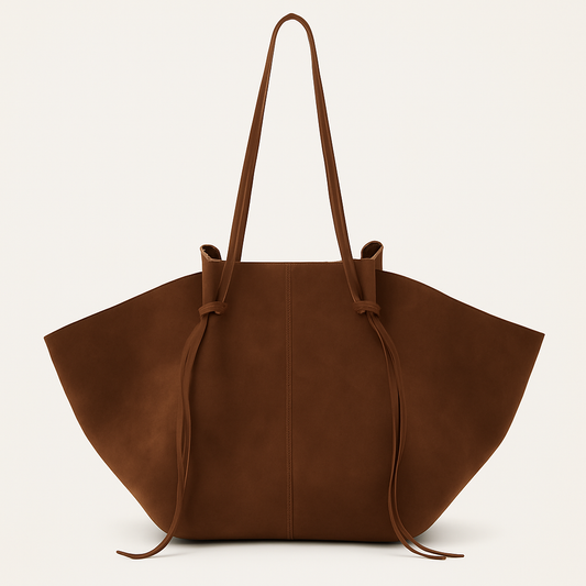 Damen Schultertasche Ailes – Weiches Wildlederimitat mit Kordelzug und Knoten-Design