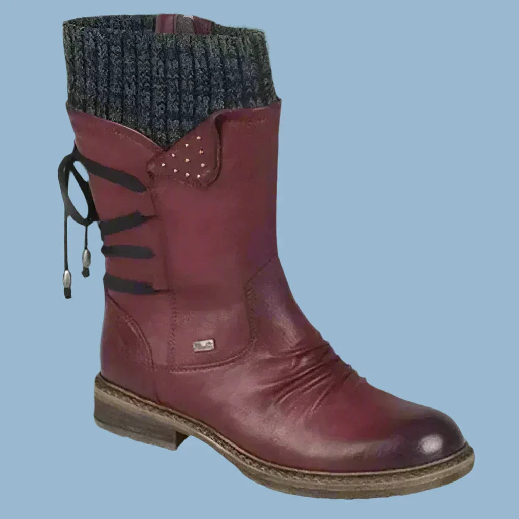 Stiefeletten aus Wildlederoptik mit Strickkragen – Bequem und Trendig – Lässiger Look