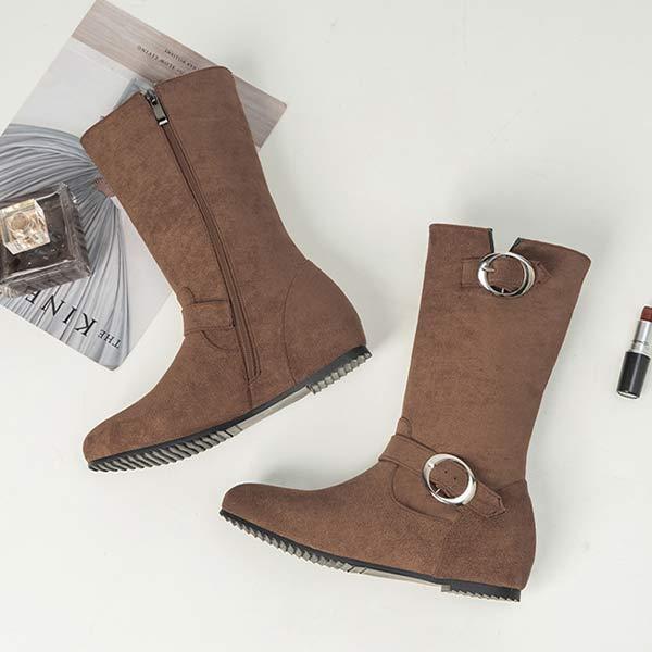 Halbhohe Stiefeletten aus Wildlederoptik mit Metall-Details – Komfort und Stil